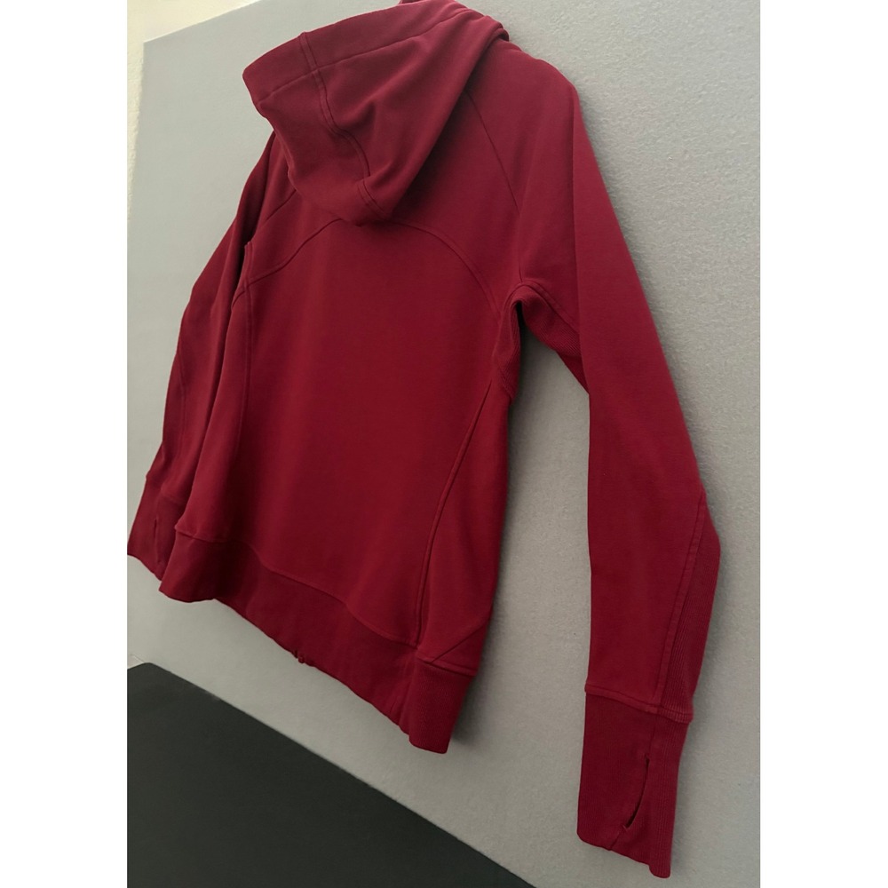 Athleta Women Hoodie Large Dark Red Zip Triumph Long Sleeve Thumbhole Jacket EUC - Picture 13 of 13